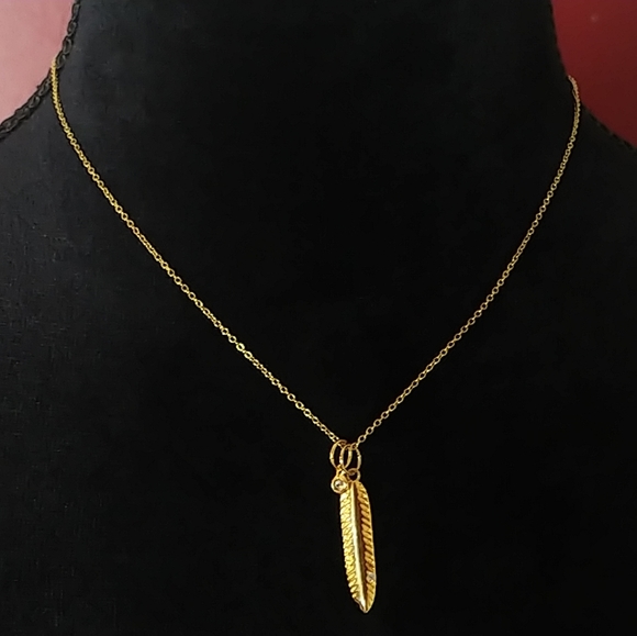 Argento Vivo Jewelry - Argento Vivo feather necklace 14k gold over silver